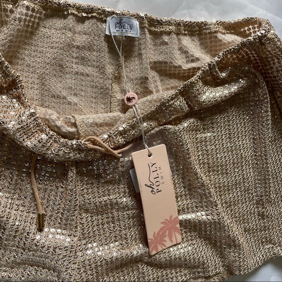 Oh Polly Embellished Sequin Beach Shorts in Gold size 4 - Picture 3 of 7